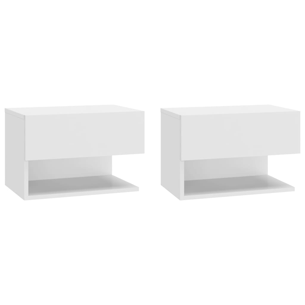 Wall-mounted Bedside Cabinets 2 pcs High Gloss White