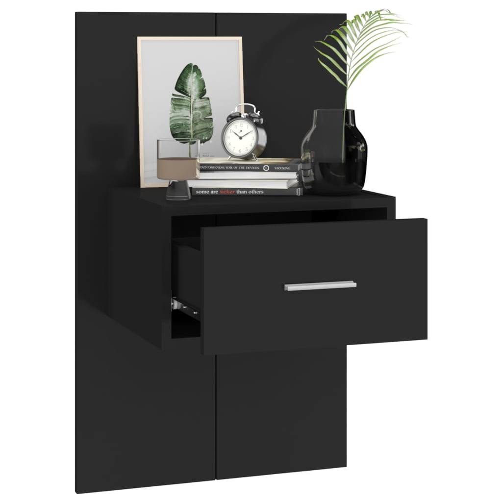 Wall-mounted Bedside Cabinets 2 pcs Black