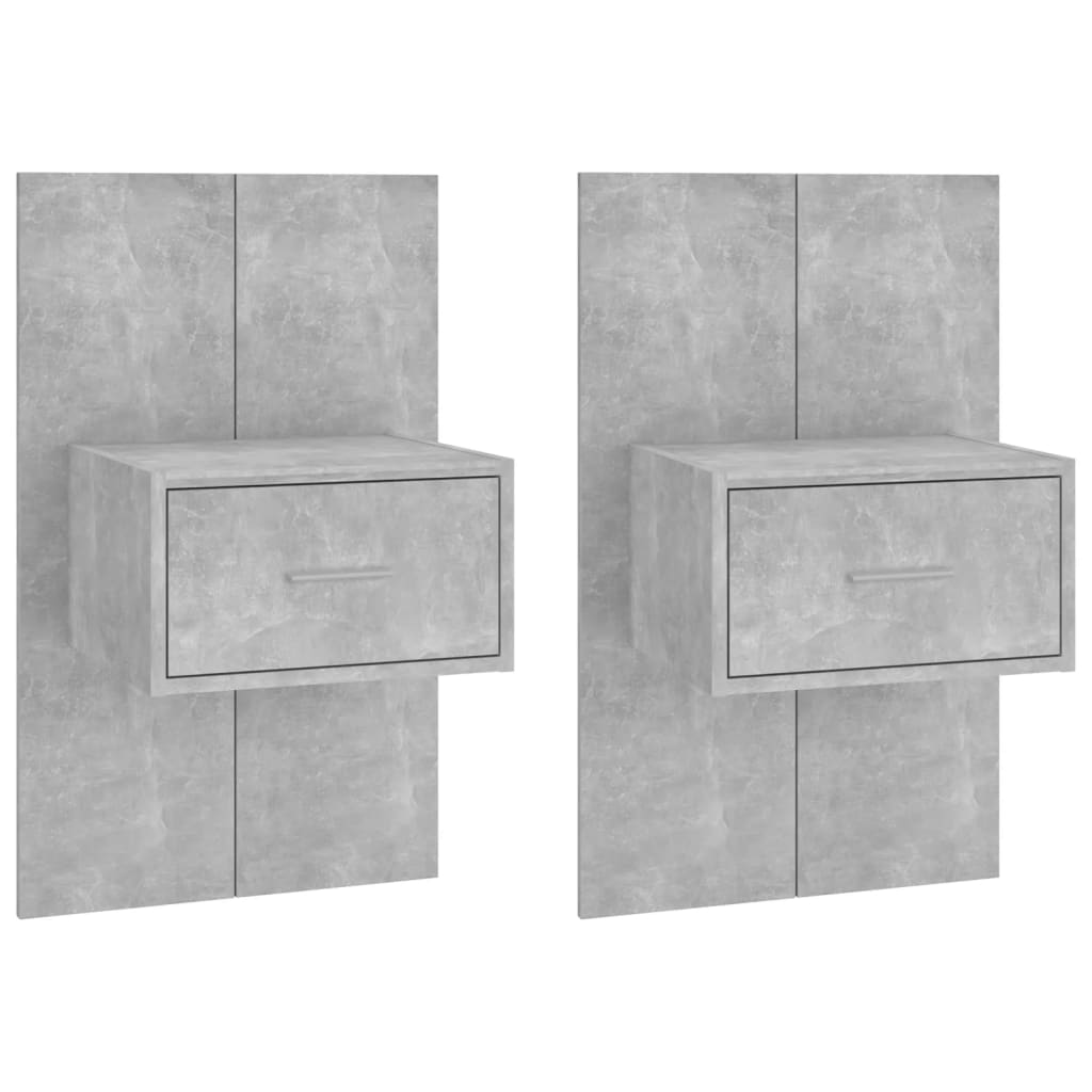 Wall-mounted Bedside Cabinets 2 pcs Concrete Grey