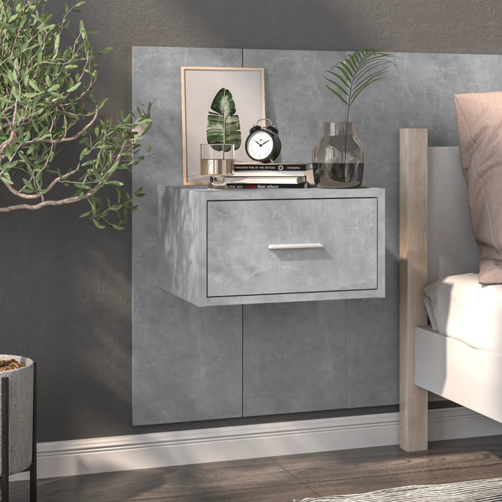 Wall-mounted Bedside Cabinets 2 pcs Concrete Grey