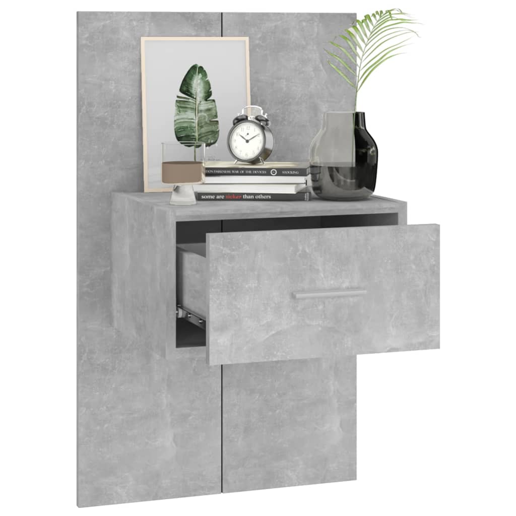 Wall-mounted Bedside Cabinets 2 pcs Concrete Grey