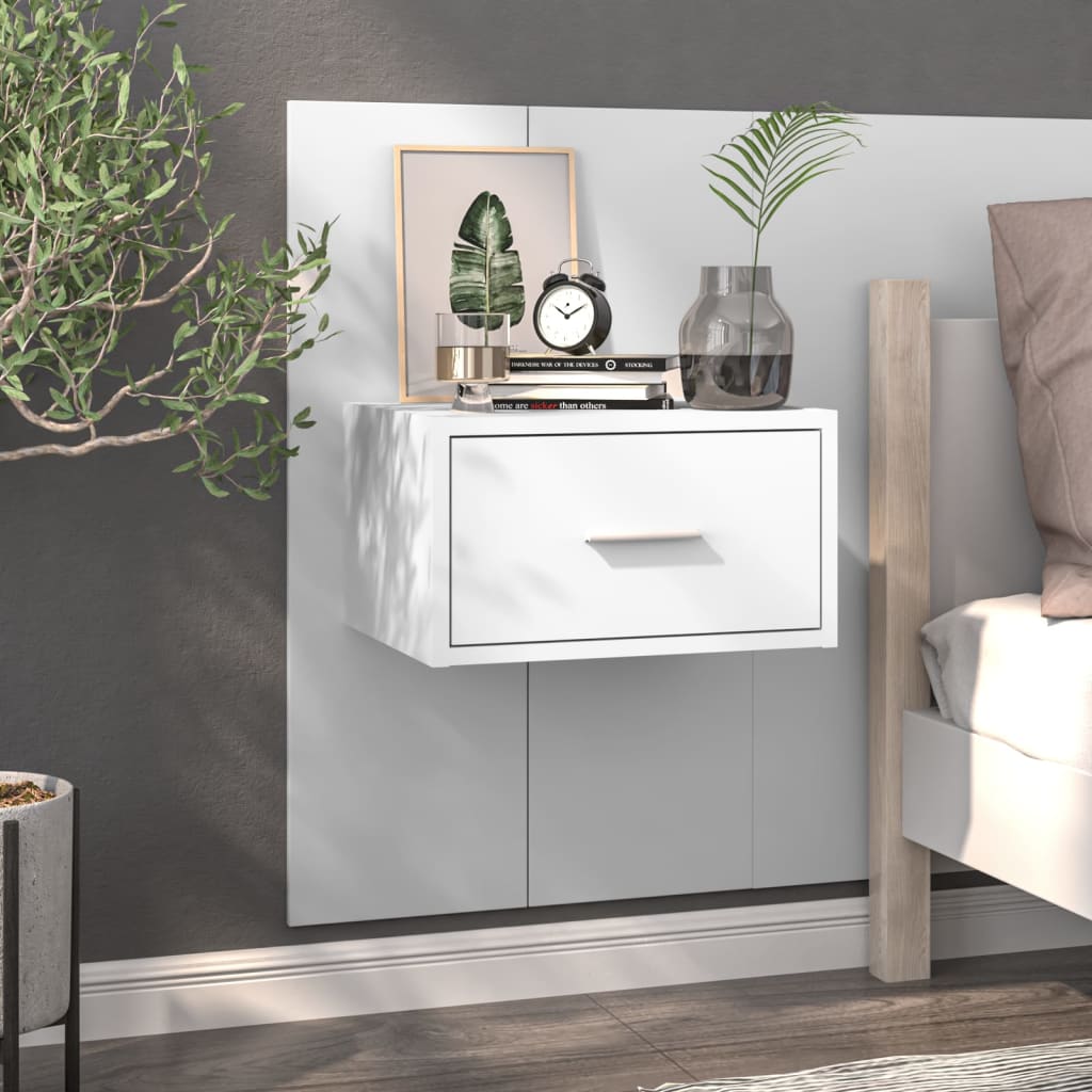 Wall-mounted Bedside Cabinet High Gloss White