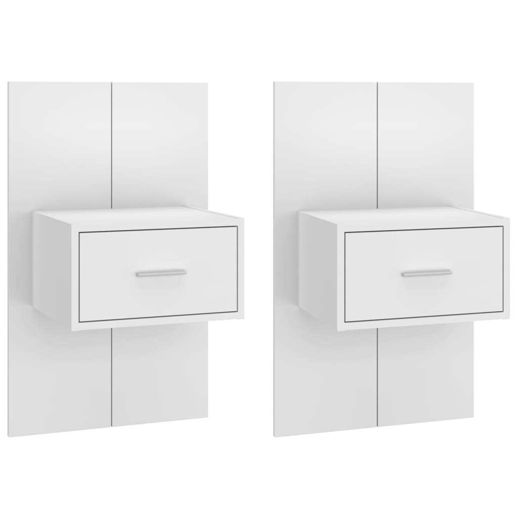 Wall-mounted Bedside Cabinets 2 pcs High Gloss White