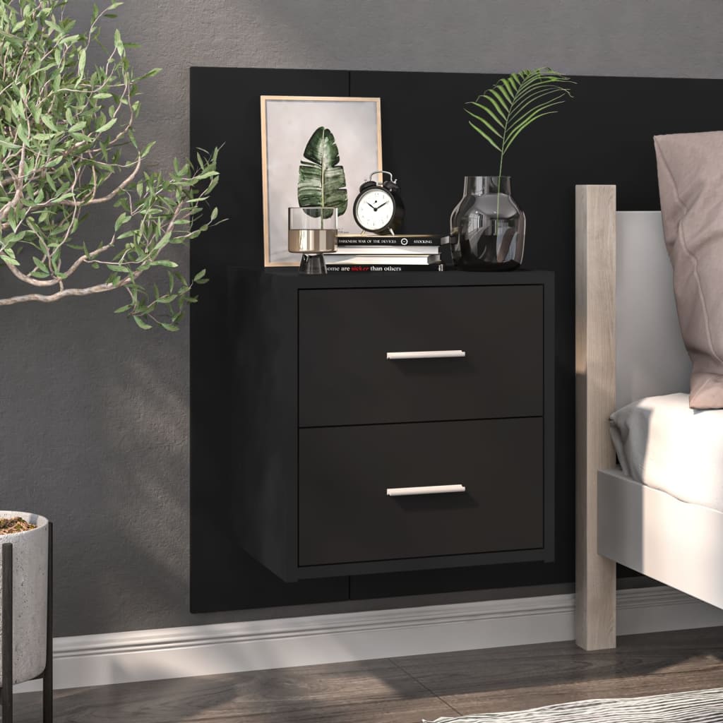 Wall-mounted Bedside Cabinet Black