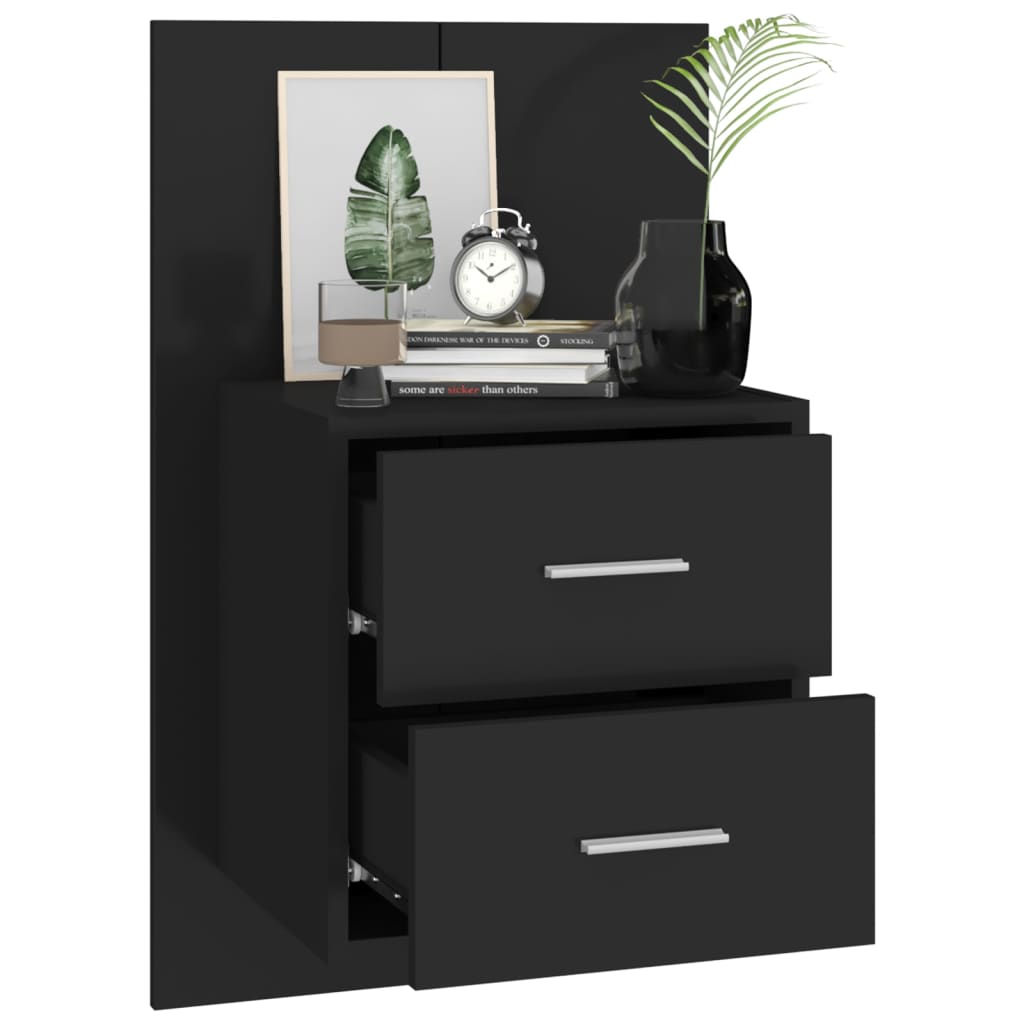 Wall-mounted Bedside Cabinets 2 pcs Black