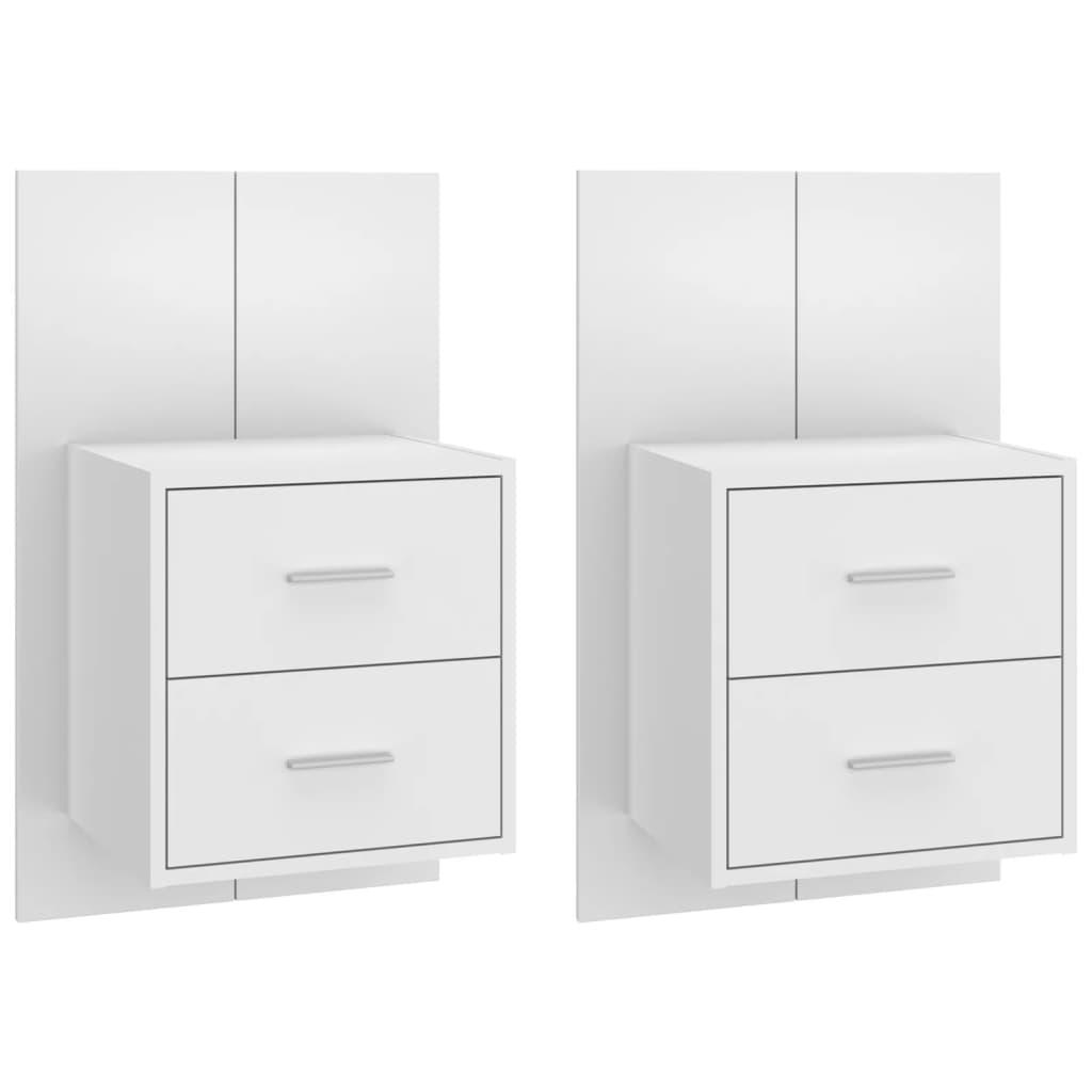 Wall-mounted Bedside Cabinets 2 pcs High Gloss White