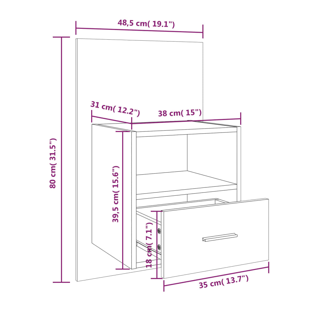 Wall-mounted Bedside Cabinets 2 pcs White