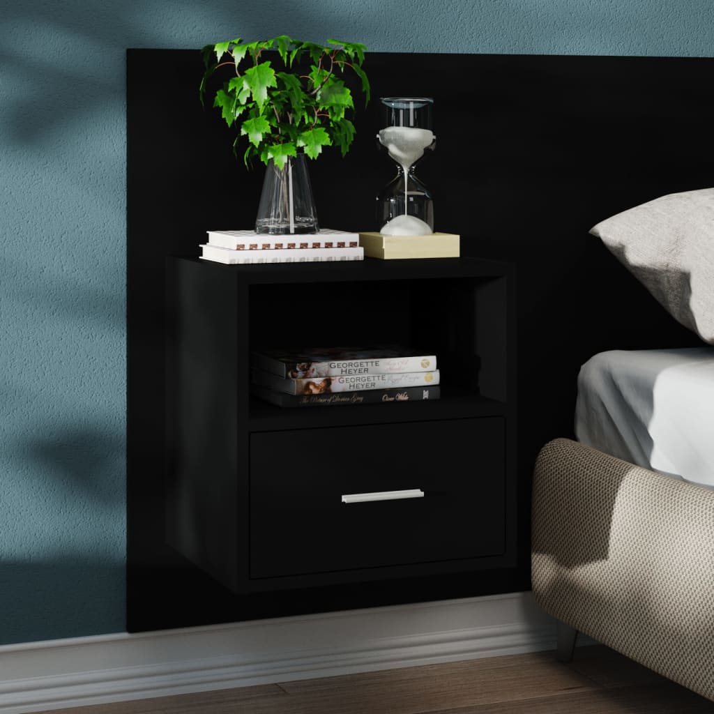 Wall-mounted Bedside Cabinet Black