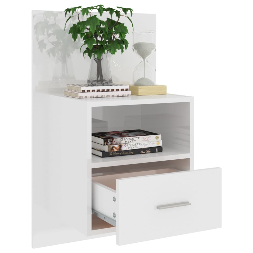 Wall-mounted Bedside Cabinet High Gloss White