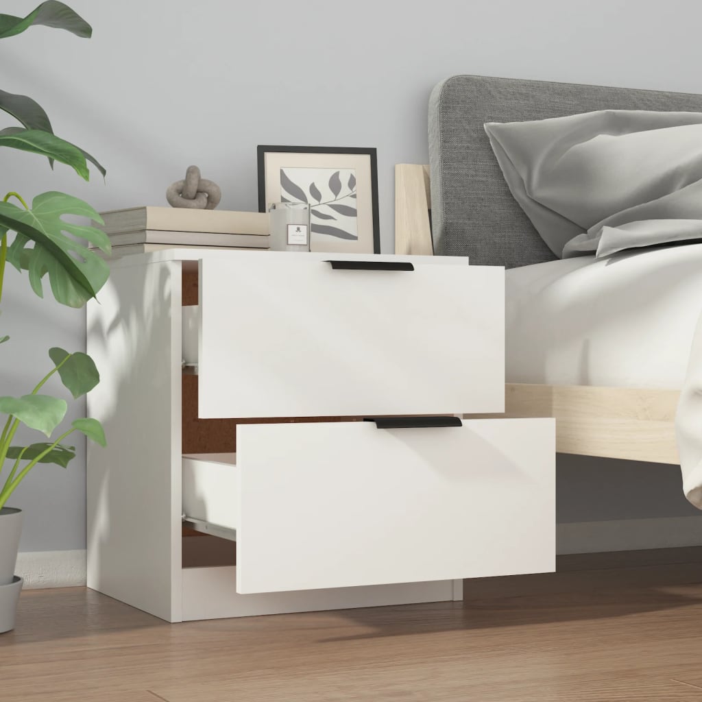 Bedside Cabinets 2 pcs White Engineered Wood