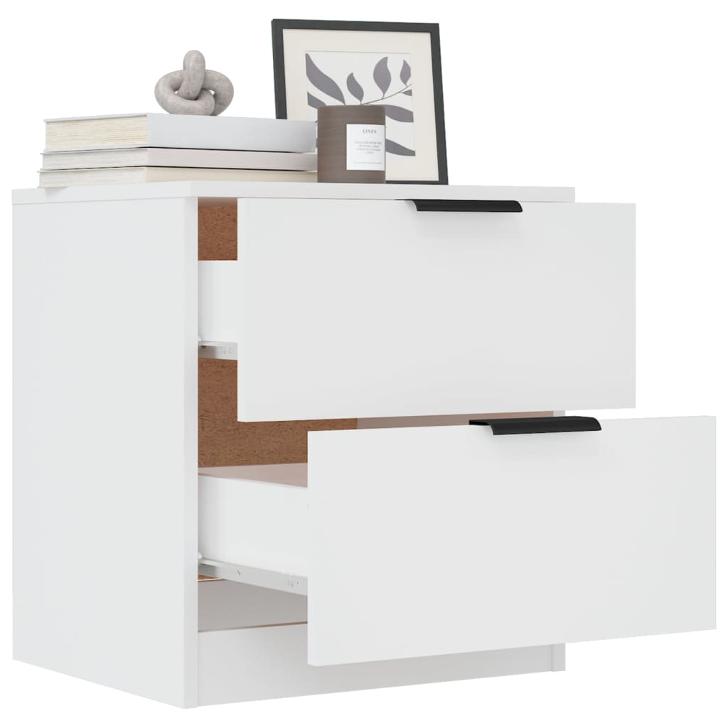 Bedside Cabinets 2 pcs White Engineered Wood