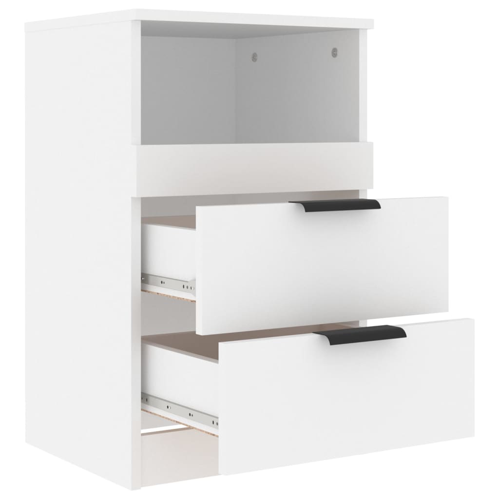 Bedside Cabinets 2 pcs White Engineered Wood