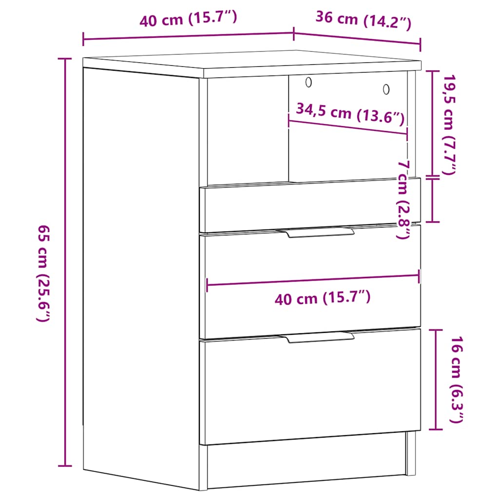 Bedside Cabinets 2 pcs White Engineered Wood