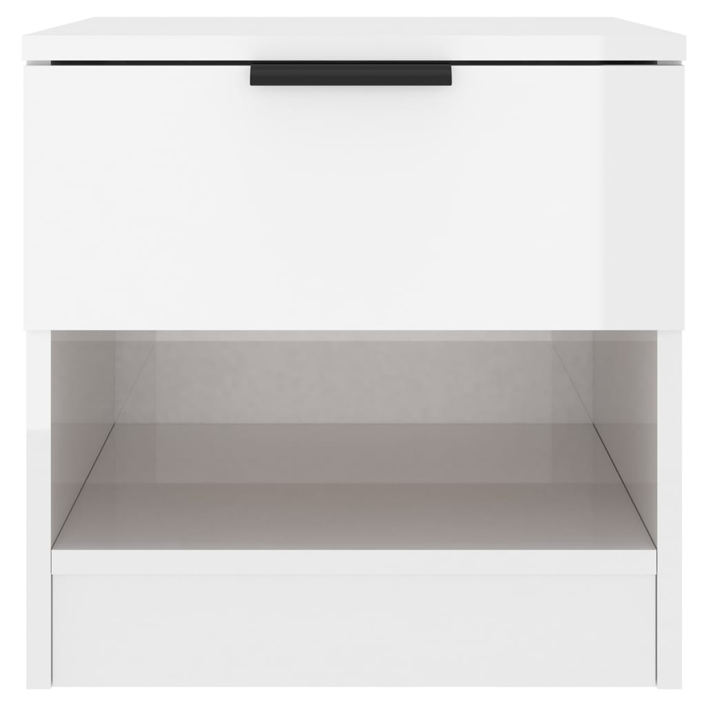 Bedside Cabinets 2 pcs High Gloss White Engineered Wood