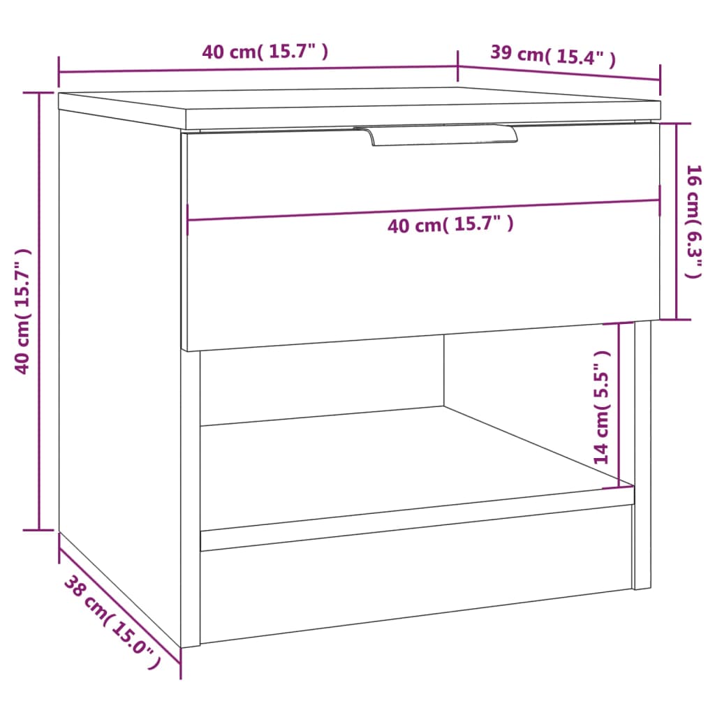 Bedside Cabinets 2 pcs High Gloss White Engineered Wood