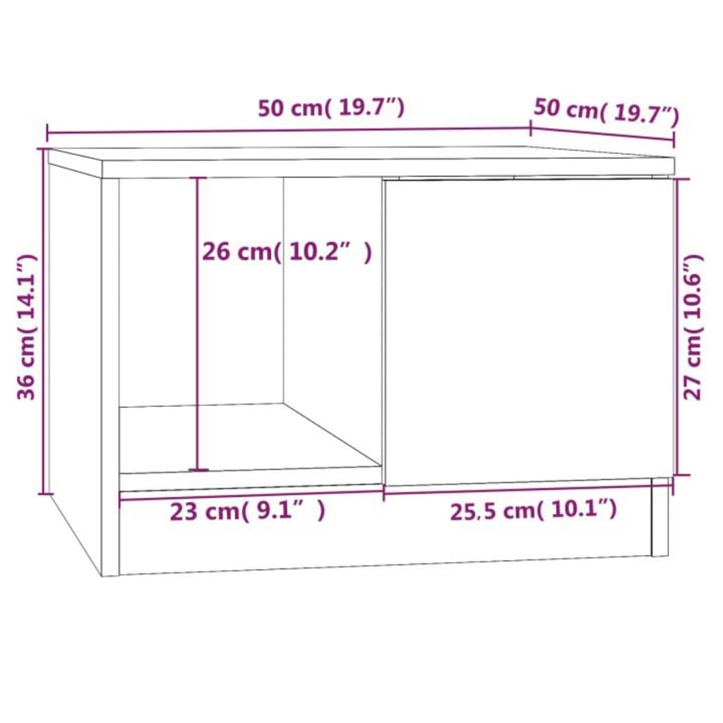 Coffee Table High Gloss White 50x50x36 cm Engineered Wood