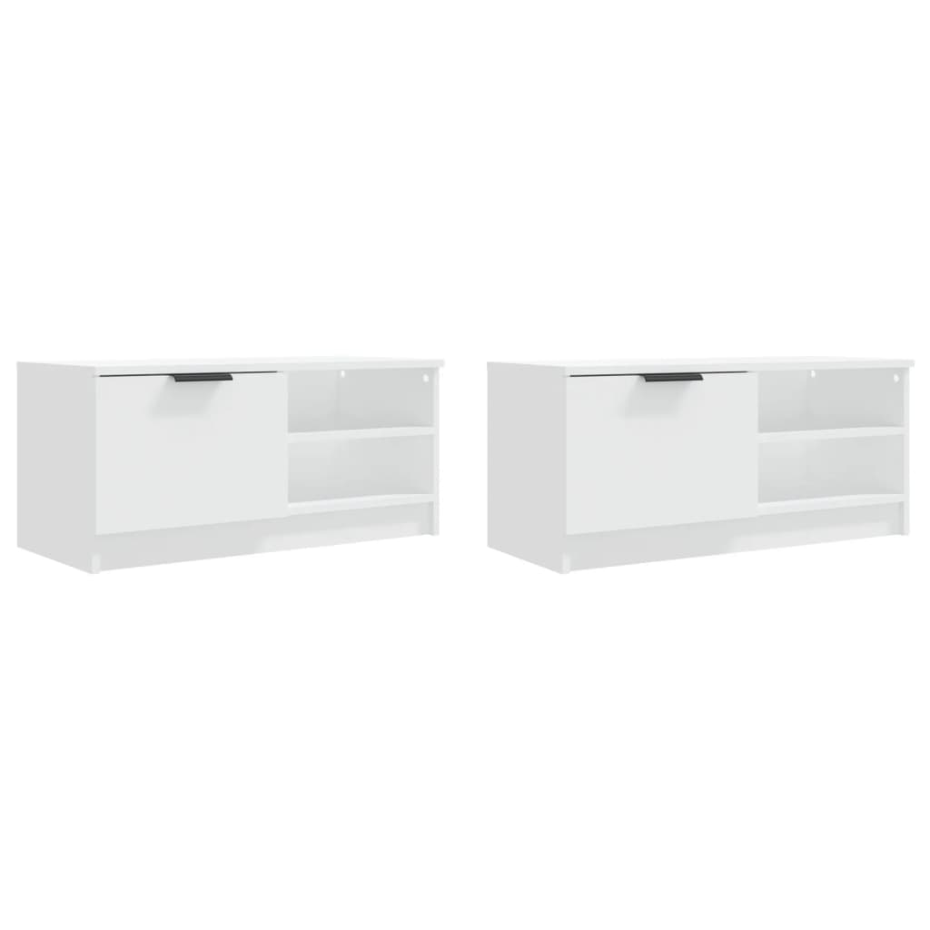 TV Cabinets 2 pcs White 80x35x36.5 cm Engineered Wood