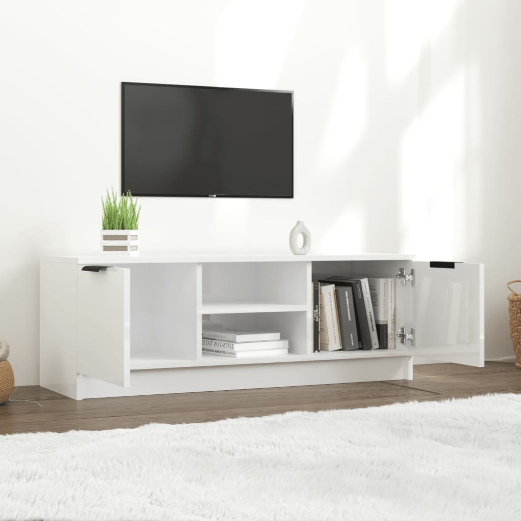 TV Cabinet High Gloss White 102x35x36.5 cm Engineered Wood