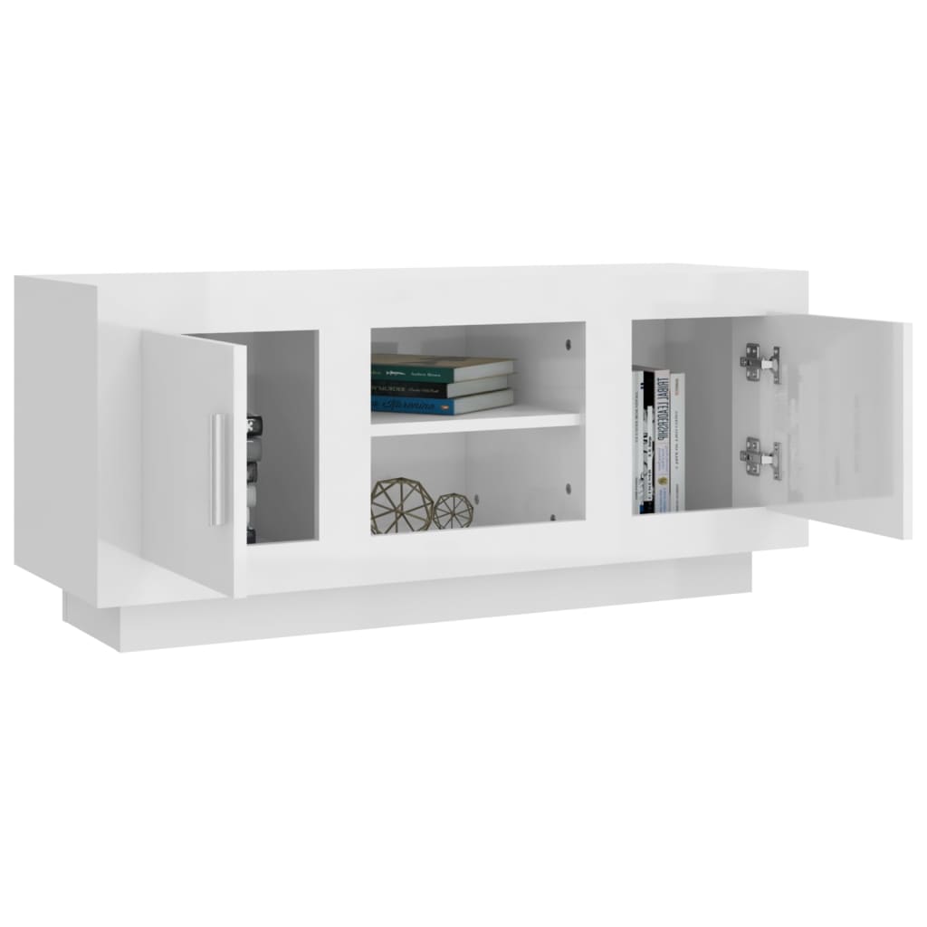 TV Cabinet High Gloss White 102x35x45 cm Engineered Wood