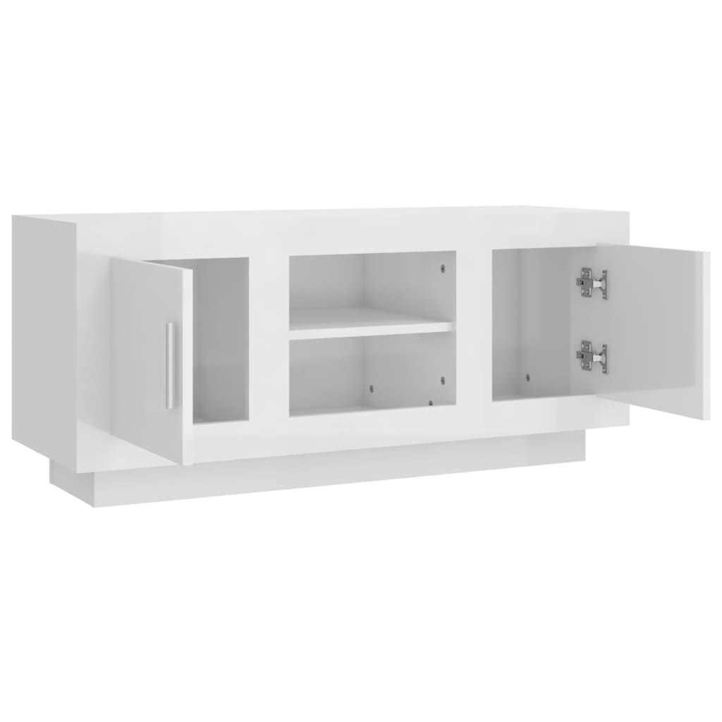 TV Cabinet High Gloss White 102x35x45 cm Engineered Wood