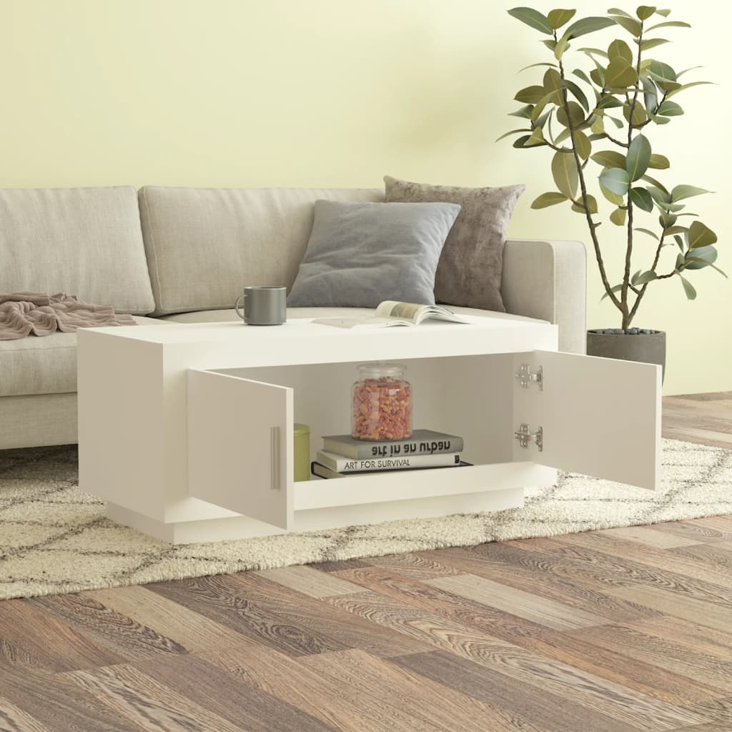 Coffee Table White 102x50x45 cm Engineered Wood