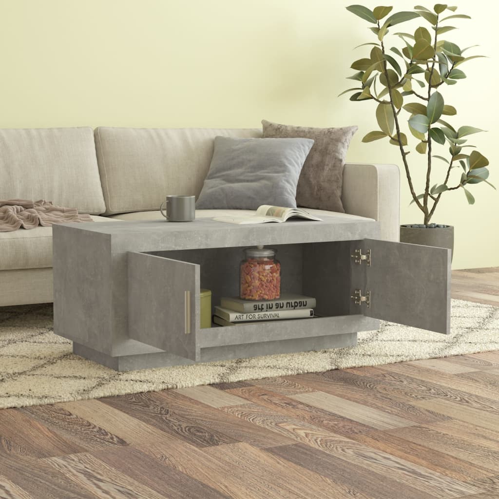 Coffee Table Concrete Grey 102x50x45 cm Engineered Wood