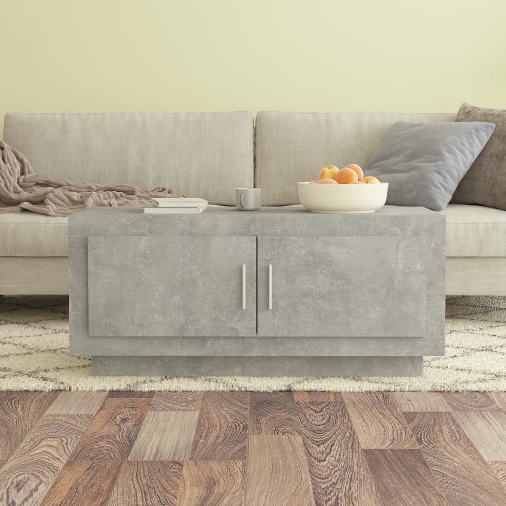 Coffee Table Concrete Grey 102x50x45 cm Engineered Wood