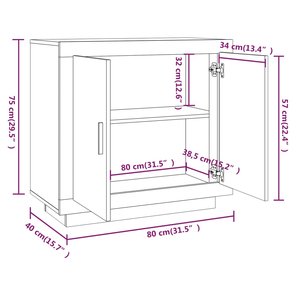 Sideboard Black 80x40x75 cm Engineered Wood