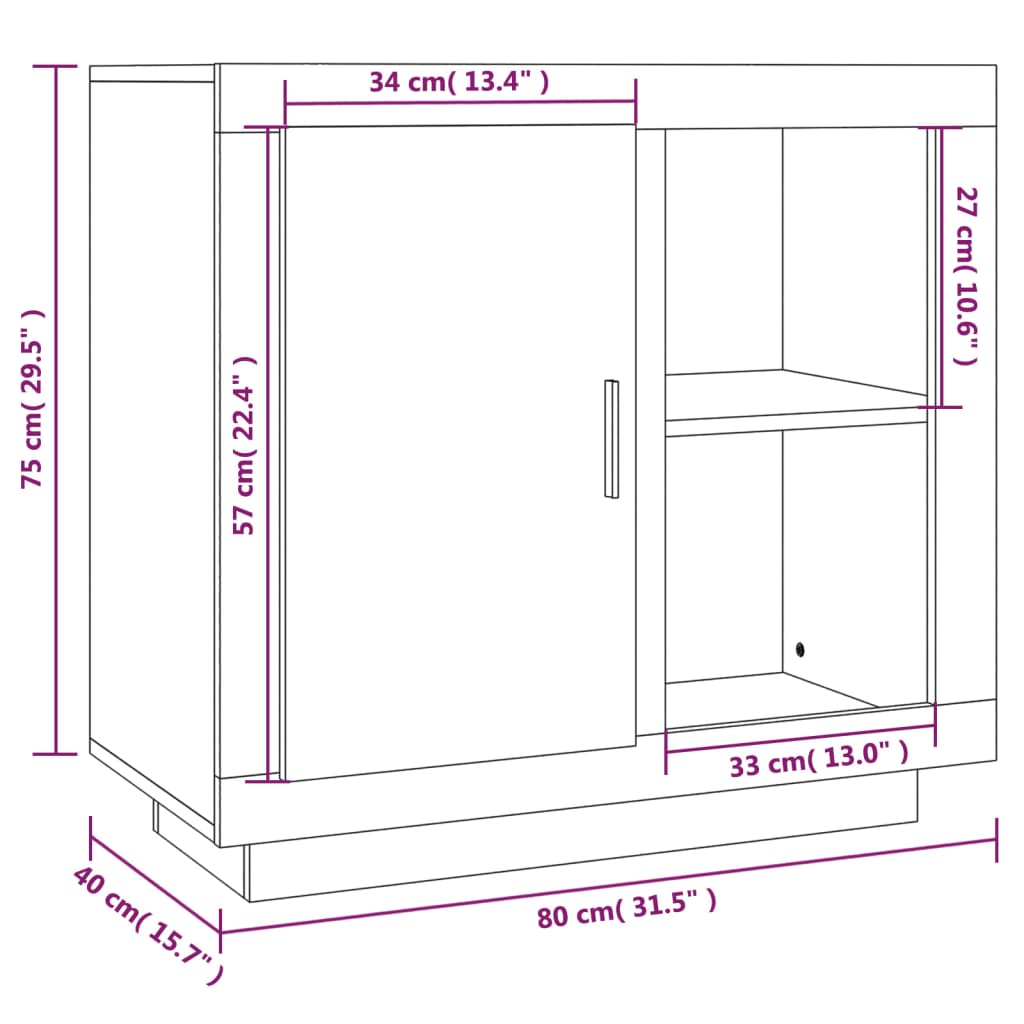 Sideboard White 80x40x75 cm