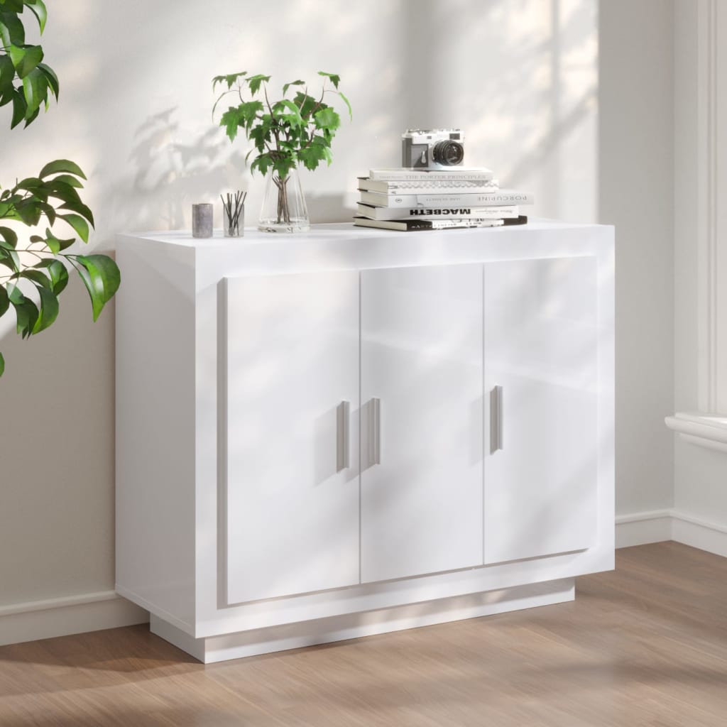 Sideboard High Gloss White 92x35x75 cm Engineered Wood