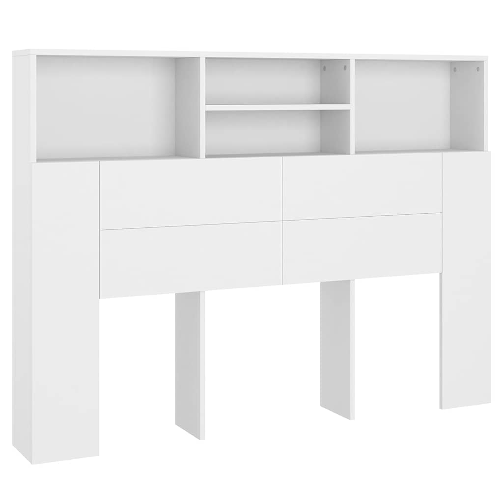 Headboard Cabinet White 140x19x103.5 cm