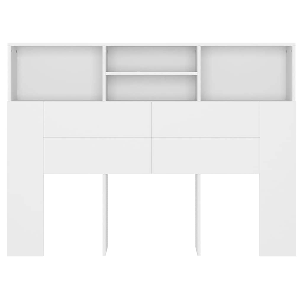 Headboard Cabinet White 140x19x103.5 cm