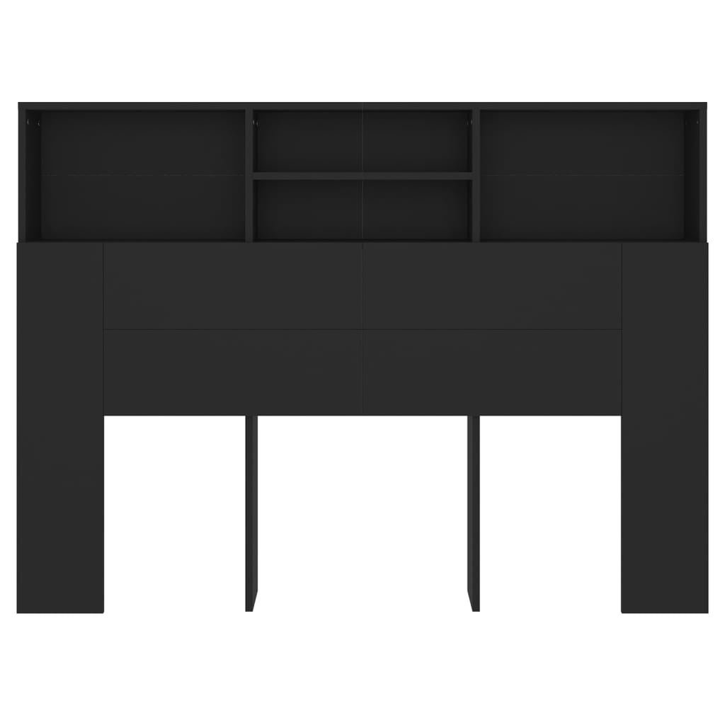 Headboard Cabinet Black 140 cm