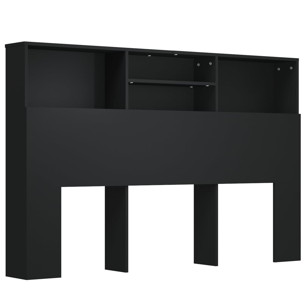 Headboard Cabinet Black 160 cm