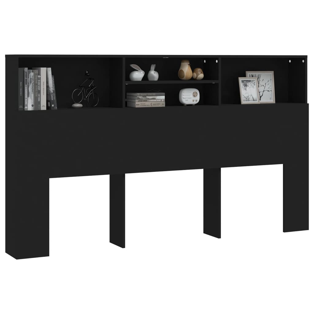 Headboard Cabinet Black 180 cm