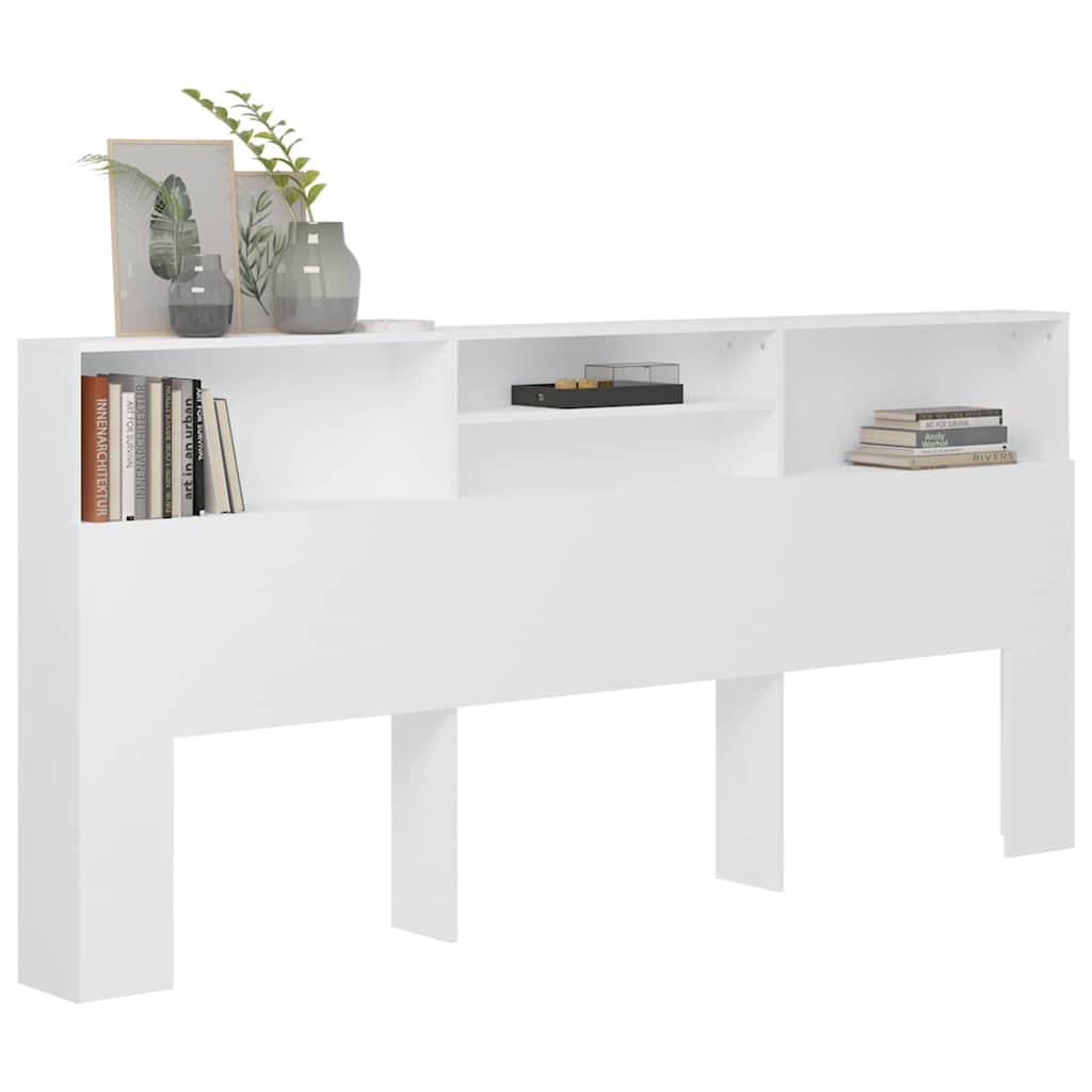 Headboard Cabinet White 220x19x101.5 cm