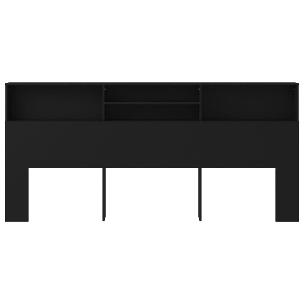 Headboard Cabinet Black 220x19x103.5 cm