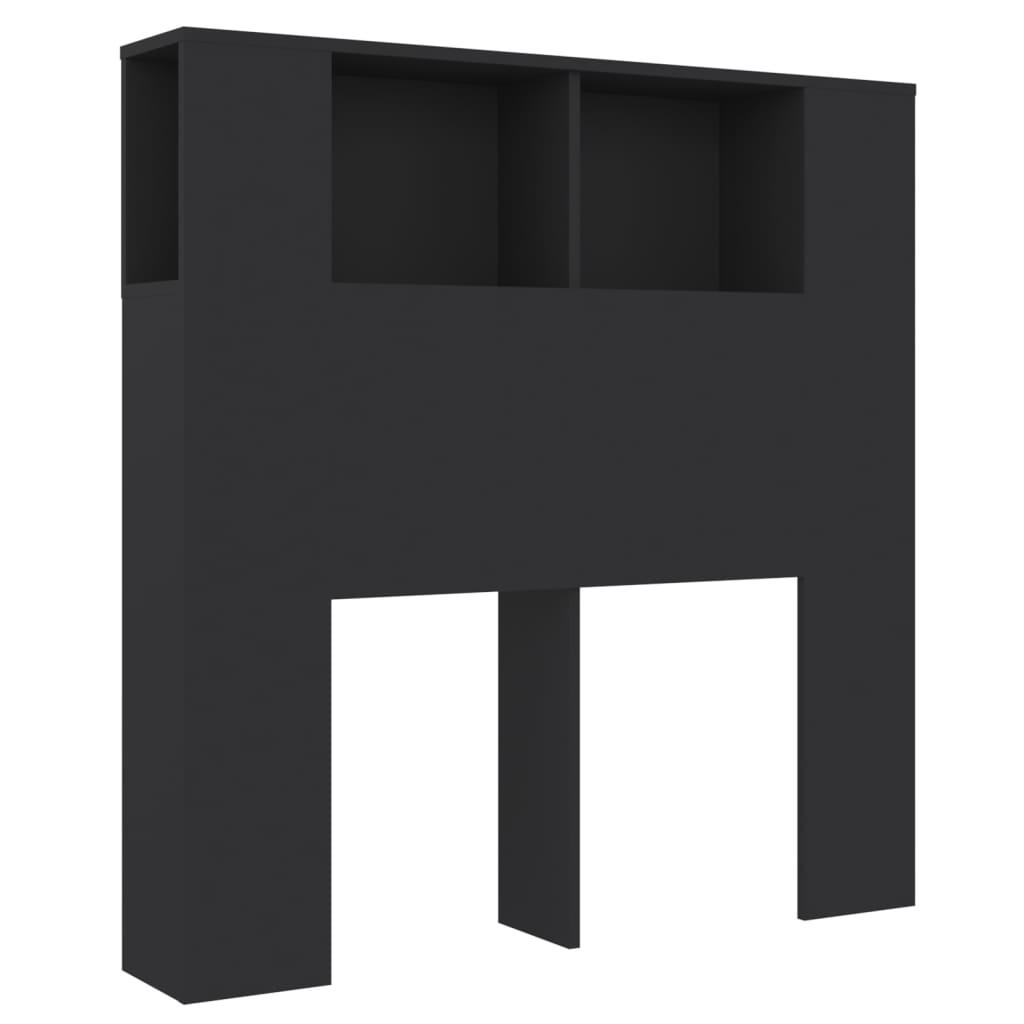 Headboard Cabinet Black 100 cm