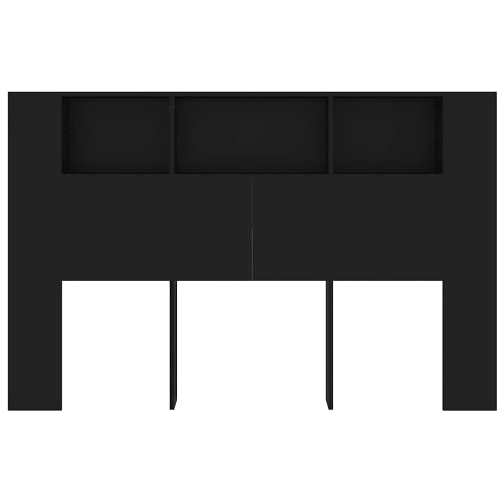 Headboard Cabinet Black 160x18.5x104.5 cm