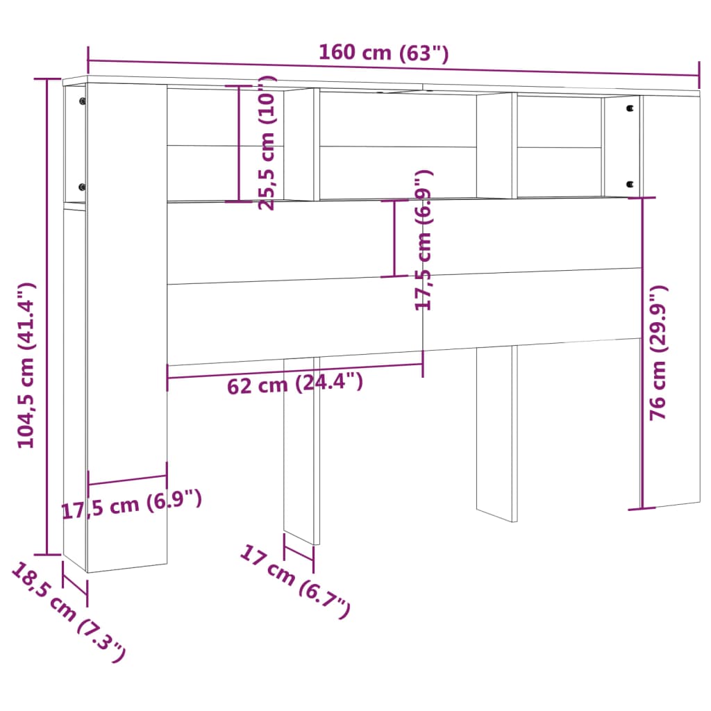 Headboard Cabinet Sonoma Oak 160 cm