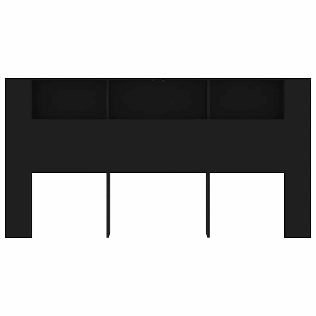 Headboard Cabinet Black 200 cm