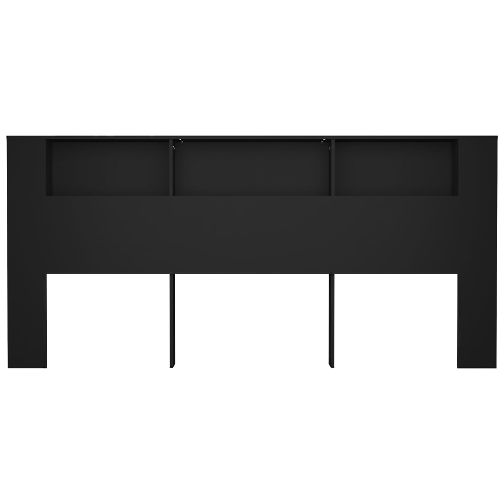 Headboard Cabinet Black 220 cm