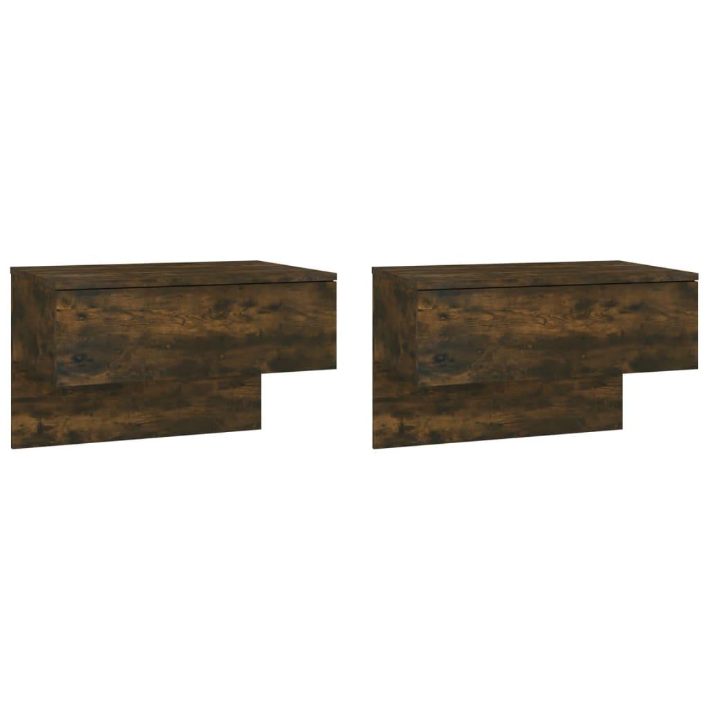 Wall-mounted Bedside Cabinets 2 pcs Smoked Oak