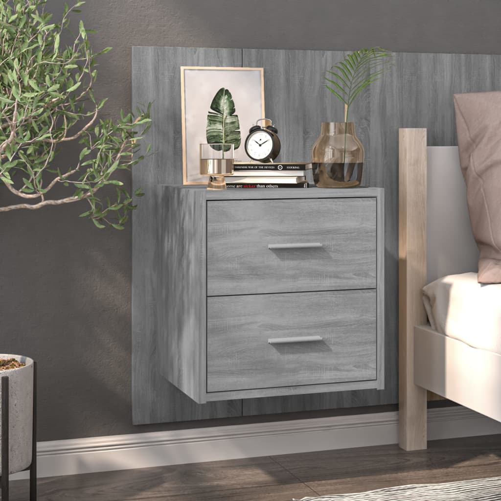 Wall-mounted Bedside Cabinets 2 pcs Grey Sonoma