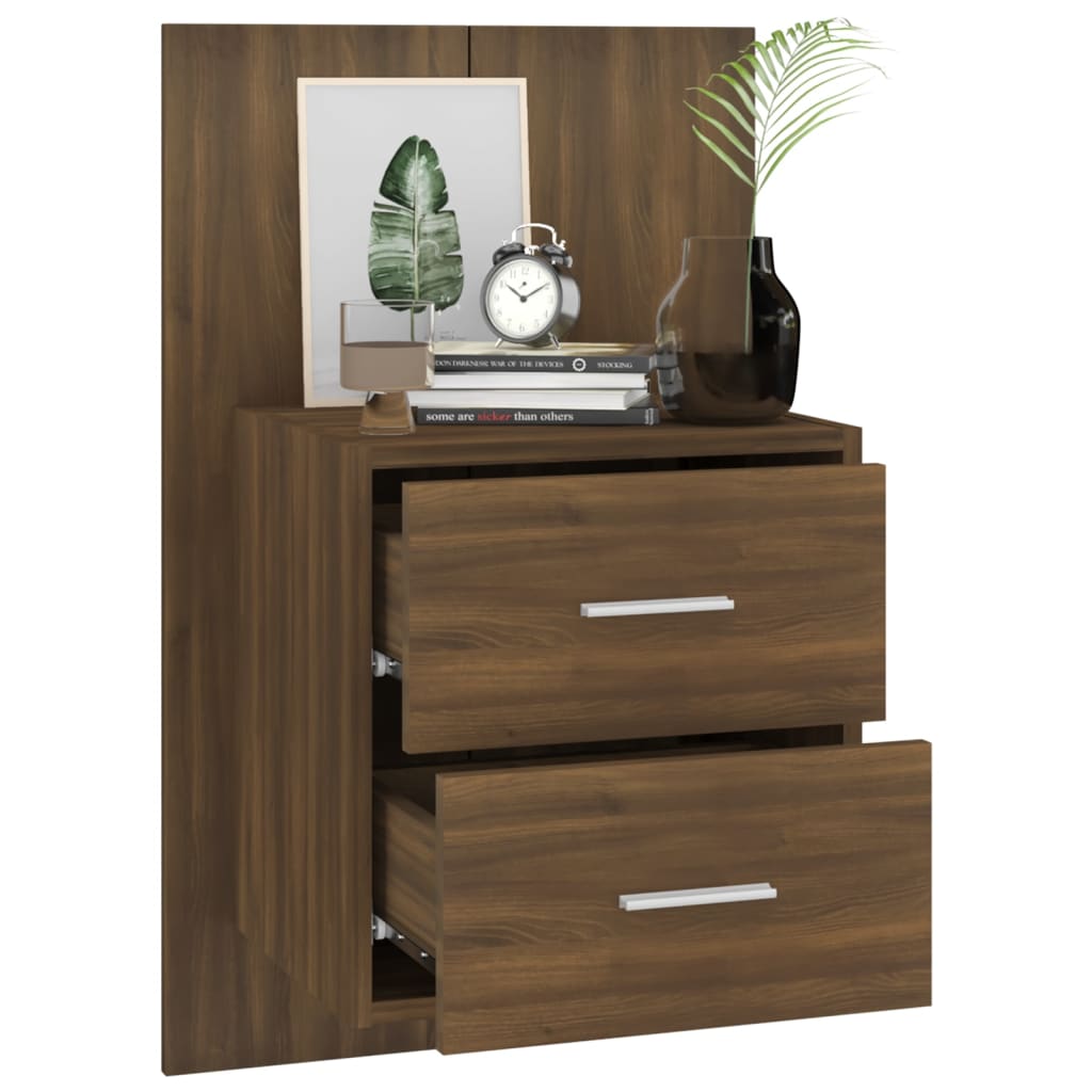 Wall-mounted Bedside Cabinets 2 pcs Brown Oak