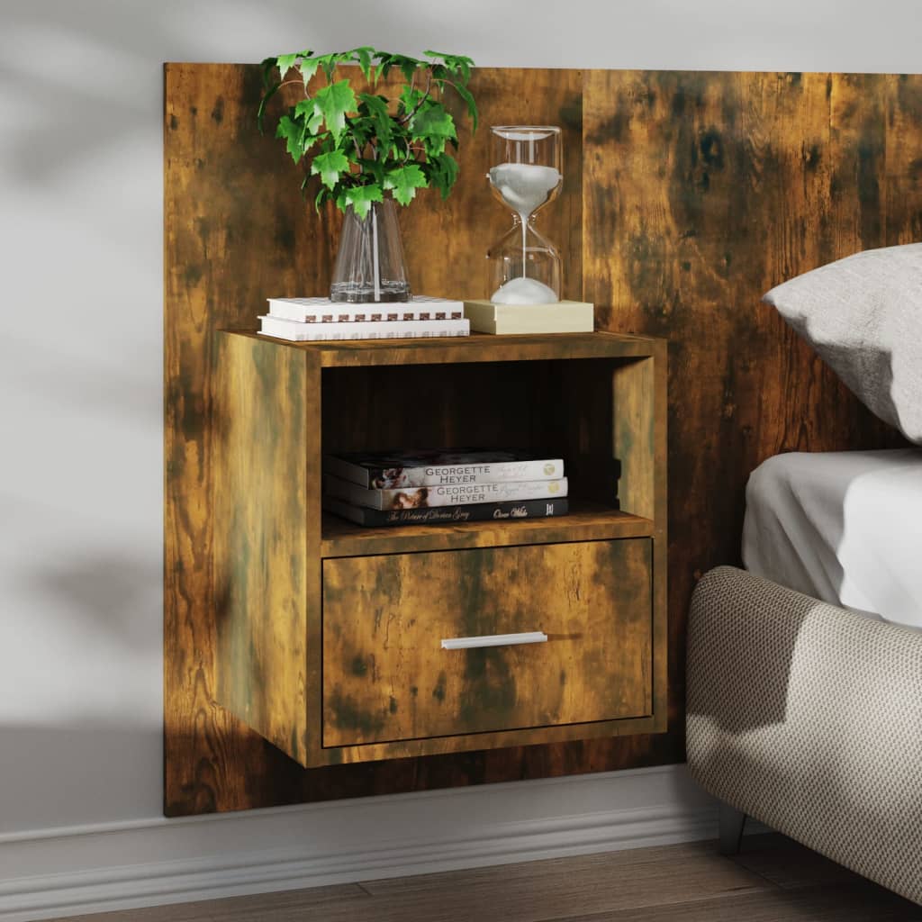 Wall-mounted Bedside Cabinets 2 pcs Smoked Oak