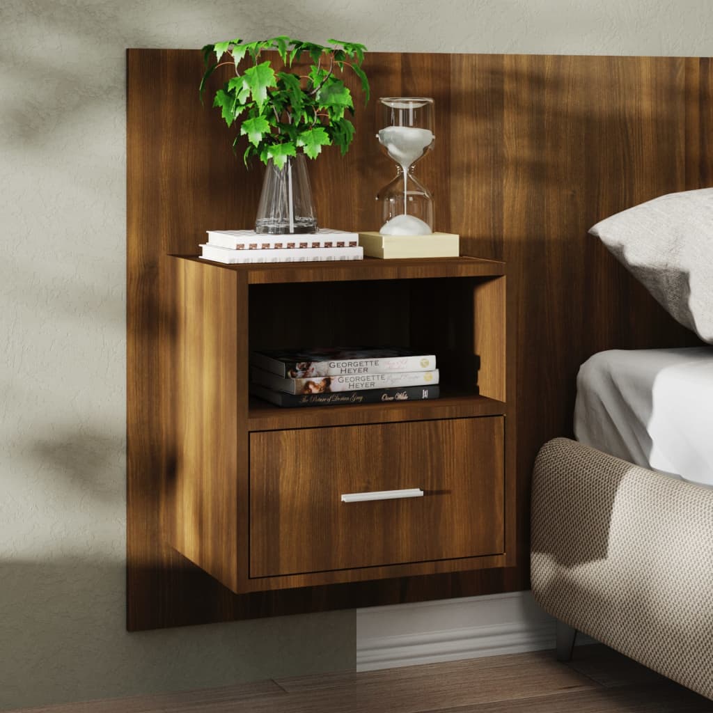 Wall-mounted Bedside Cabinets 2 pcs Brown Oak