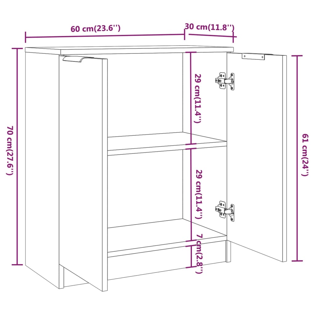 Sideboard Smoked Oak 60x30x70 cm Engineered Wood