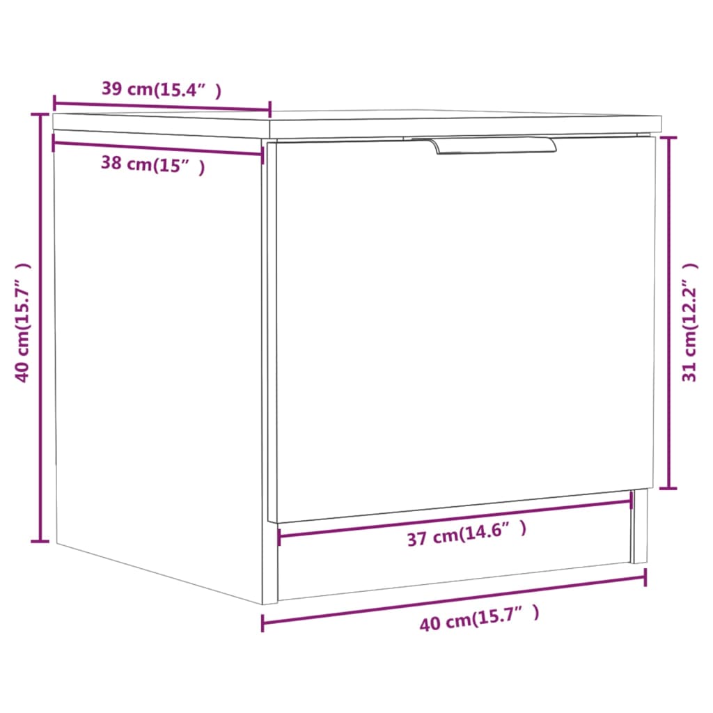 Bedside Cabinet Grey Sonoma 40x39x40 cm