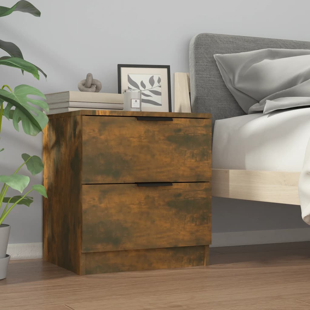 Bedside Cabinets 2 pcs Smoked Oak Engineered Wood